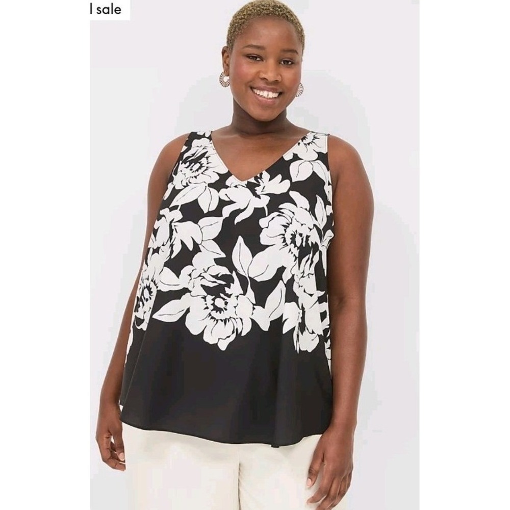 NWT Lane Bryant Swing Single-Layer Crepe Tank Quiet Luxury Coastal Chic 22